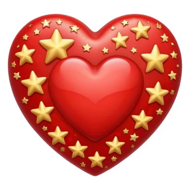 A red heart with many stars in it sticker