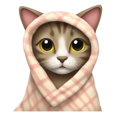 Cat wearing a blanket sticker