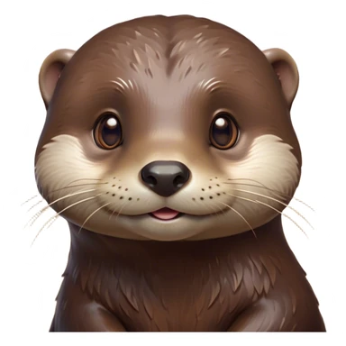 Cinematic Cute Otter Portrait Emoji, Head tilted playfully and inquisitively, featuring a glossy, streamlined brown Fur with a cute, twitching nose and round, sparkling eyes filled with curiosity, Simplified yet irresistibly adorable features, highly detailed, glowing with a warm, friendly glow, high shine, affectionate and sprightly, stylized with a touch of aquatic whimsy, bright and endearing, soft glowing outline, capturing the essence of a mischievous yet loving otter, so playful it feels like it could splash out of the screen and into your arms! sticker