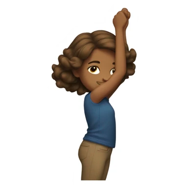Brown haired girl dabbing sticker