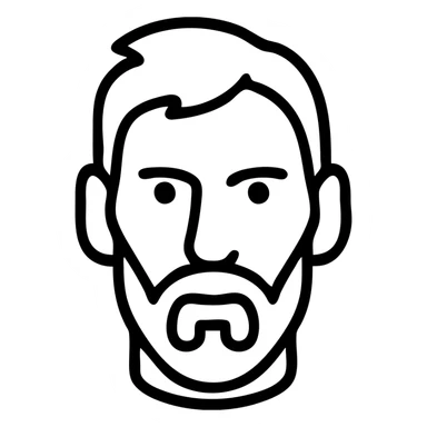 outline icon of Lionel Messi's face, Airbnb category icon style, thick lines, clean and minimal, no text sticker