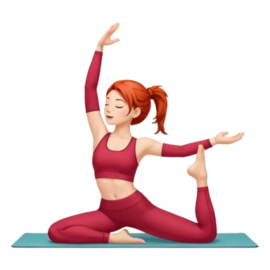 A red-haired woman wearing red clothes and doing yoga sticker