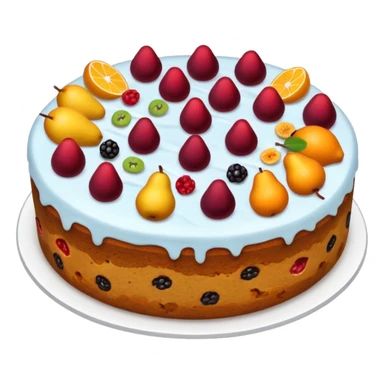 a fruit cake with visible fruit pieces, simple, clear sticker