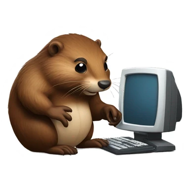 beaver doing computer game harder sticker