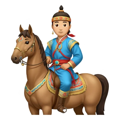 mongolian man on horse full body sticker
