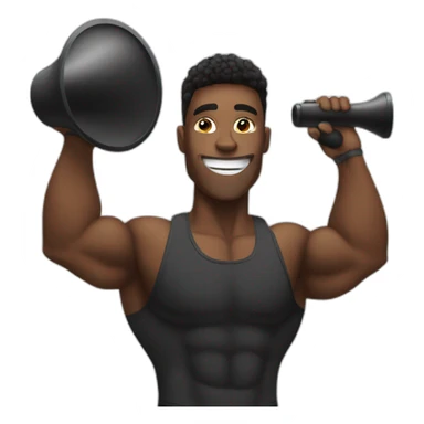 black bodybuilder with megaphone sticker