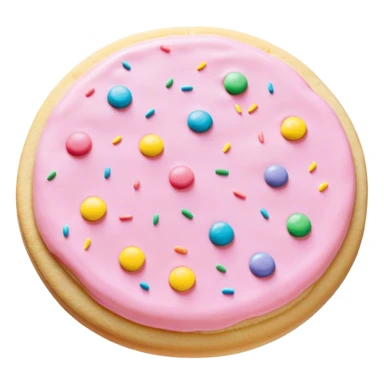 A sugar cookie with pastel pink icing and multicolor pastel sprinkles sticker