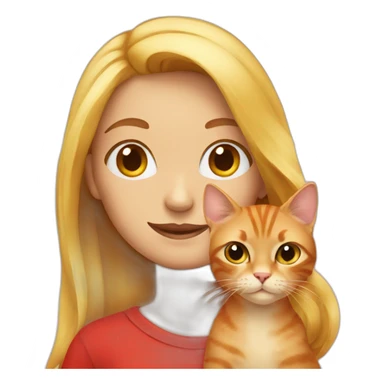 blond girl and red cat sticker