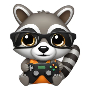 a raccoon holding a gamepad sticker