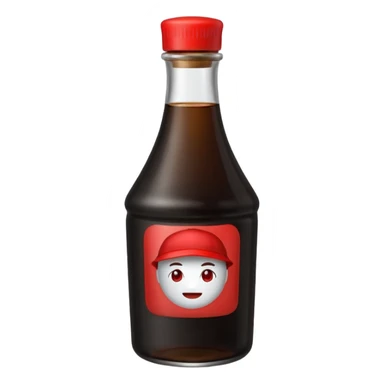 dark soy sauce bottle with red cap. sticker