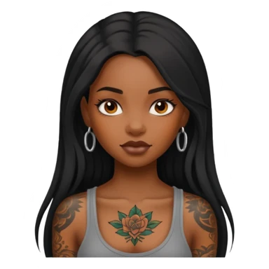 Tattooed princesses black girl with long hair  sticker