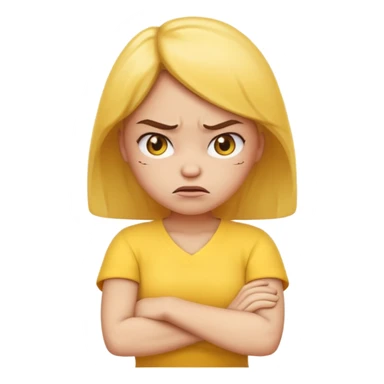 angry face girl emoji with arms crossed over each other in front emoji sticker