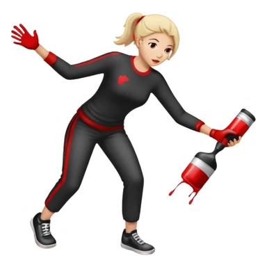 Jackson pollock flicking black white and red paint onto the floor sticker