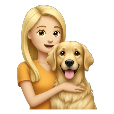 Blonde girl with glasssz petting a golden retriever sticker