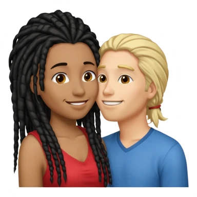 emoticon bacio tra coppia donna capelli neri con dread e uomo biondo sticker