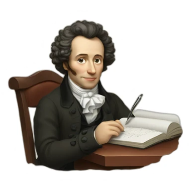 Pushkin writes a poem sticker