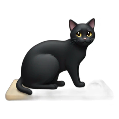 Black cat looking at mouse sticker