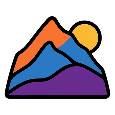 modern abstract icon of mountain silhouette with bold colors, inspired by Taiwan landscape, no cliche sticker