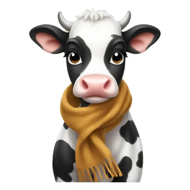 a baby cow with a scarf on sticker