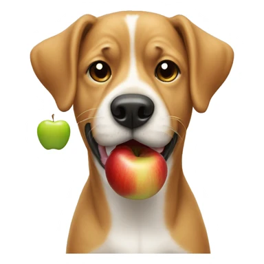 A dog with an apple in its mouth sticker