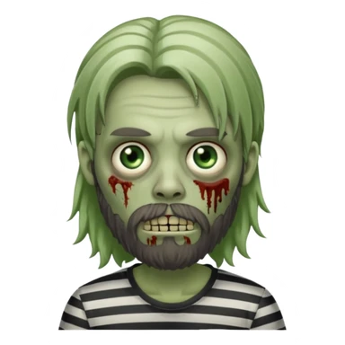 zombie in stripe  men long hair & bearded sticker