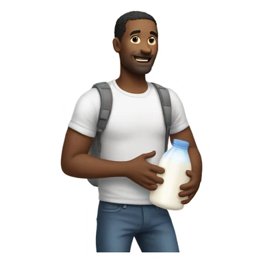 Man with milk leaving the house sticker