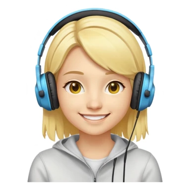 "- Nữ
- 20 tuổi
- Da vàng
- Tóc vàng ngang vai
- Mặt cười mỉm
- Đeo tai nghe

" sticker