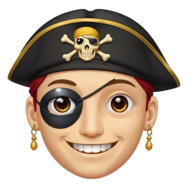Eye patch pirate with earring, one eye covered
 sticker