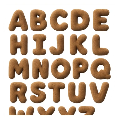 brown plush English alphabet, each letter as a separate plush toy, soft texture sticker