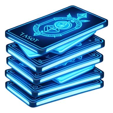 blue neon tarot card stack sticker