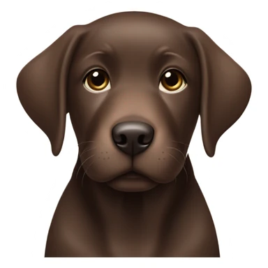 Chocolate labrador cute puppy with small white patch of fur on chest and teal collar sticker