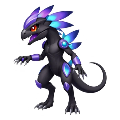 Shiny Dark Evil Nebula Futuristic Fakemon-Pokemon-Digimon-Spectrobes-Raptor-fusion, full body sticker