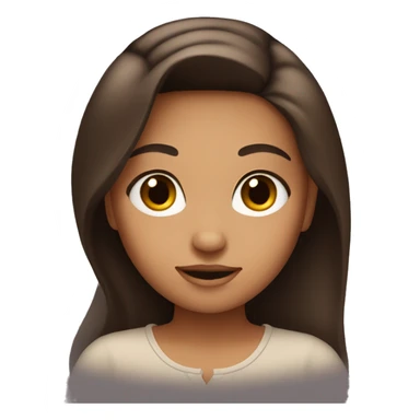 blushing tan girl with dark brown hair  sticker
