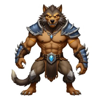 Cinematic Realistic WoW Worgen Portrait, captured in a dynamic, battle-ready stance, muscles rippling beneath his wild fur and tanned skin. His fierce, amber eyes and determined features, set against consistently detailed, worn leather attire, are rendered with dramatic natural lighting and high shine, embodying the raw, relentless fury of a worgen warrior in combat. sticker