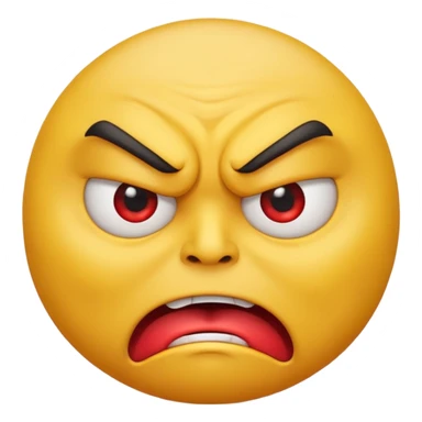 circular character emoticon with an exaggerated angry facial expression sticker