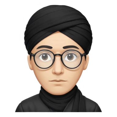 A kashmiri  criminal daku whose white face is somewhat triangular and  wears specs sticker