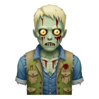 zombie in vest and shirt sticker