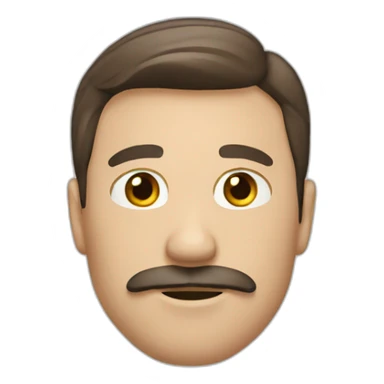 White guy with mustache and straight brown hair sticker