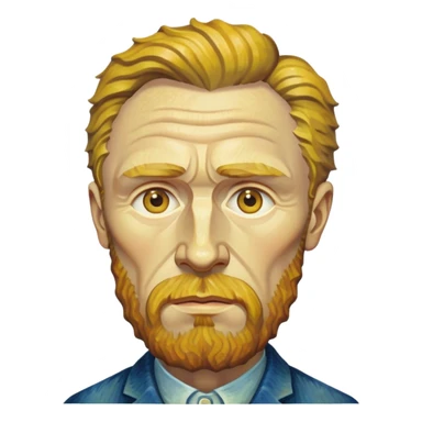 Cinematic Realistic Vincent van Gogh Portrait Emoji, depicted as the iconic artist with expressive brushstrokes and soulful eyes, rendered with rich textured detail and dynamic emotive lighting that captures his creative genius. sticker