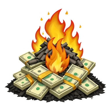 inflation emoji, money burning sticker