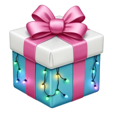 white and pink christmas present with Christmas lights sticker