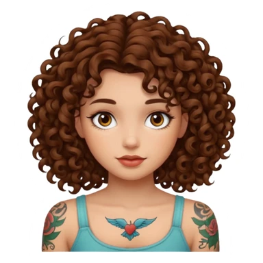 curley hair tattoo girl sticker
