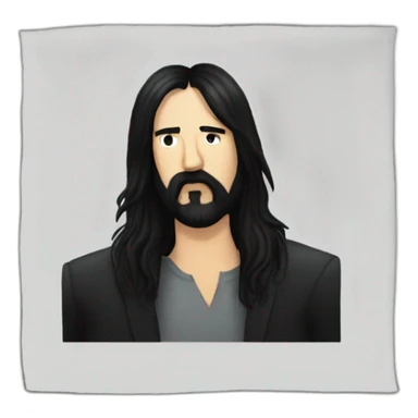 Krist Novoselic with long black hair and a black beard sticker