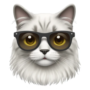 While and grey Ragdoll Cat with dark sunglasses sticker
