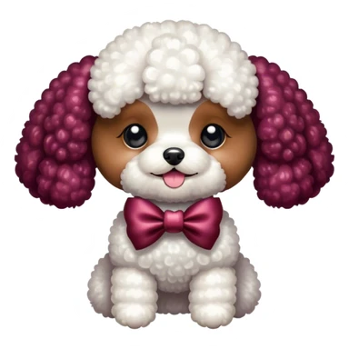 Maroon bow with glitter and a toy poodle  sticker