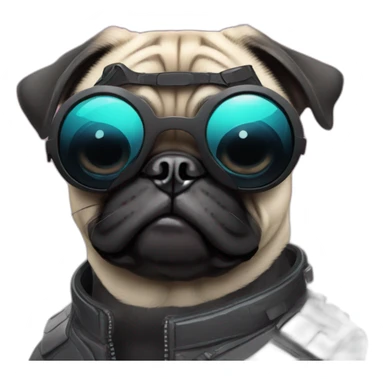 pug with black sunglasses and wearing a cyberpunk suit sticker