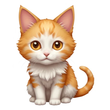full body of very small + skinny ginger and white kitten with deep orange eyes and triangular shaped face sticker