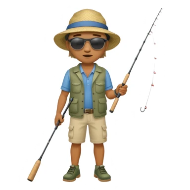 Man in motion casting a fishing rod full body sticker
