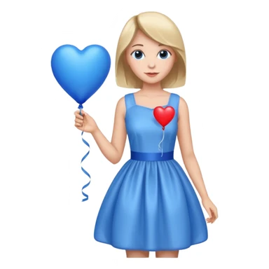 female wearing dress, holding balloon blue heart sticker