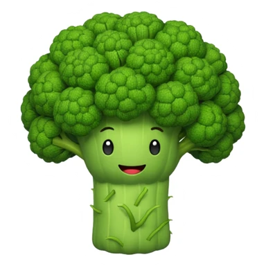 knitted broccoli emoji, green sticker